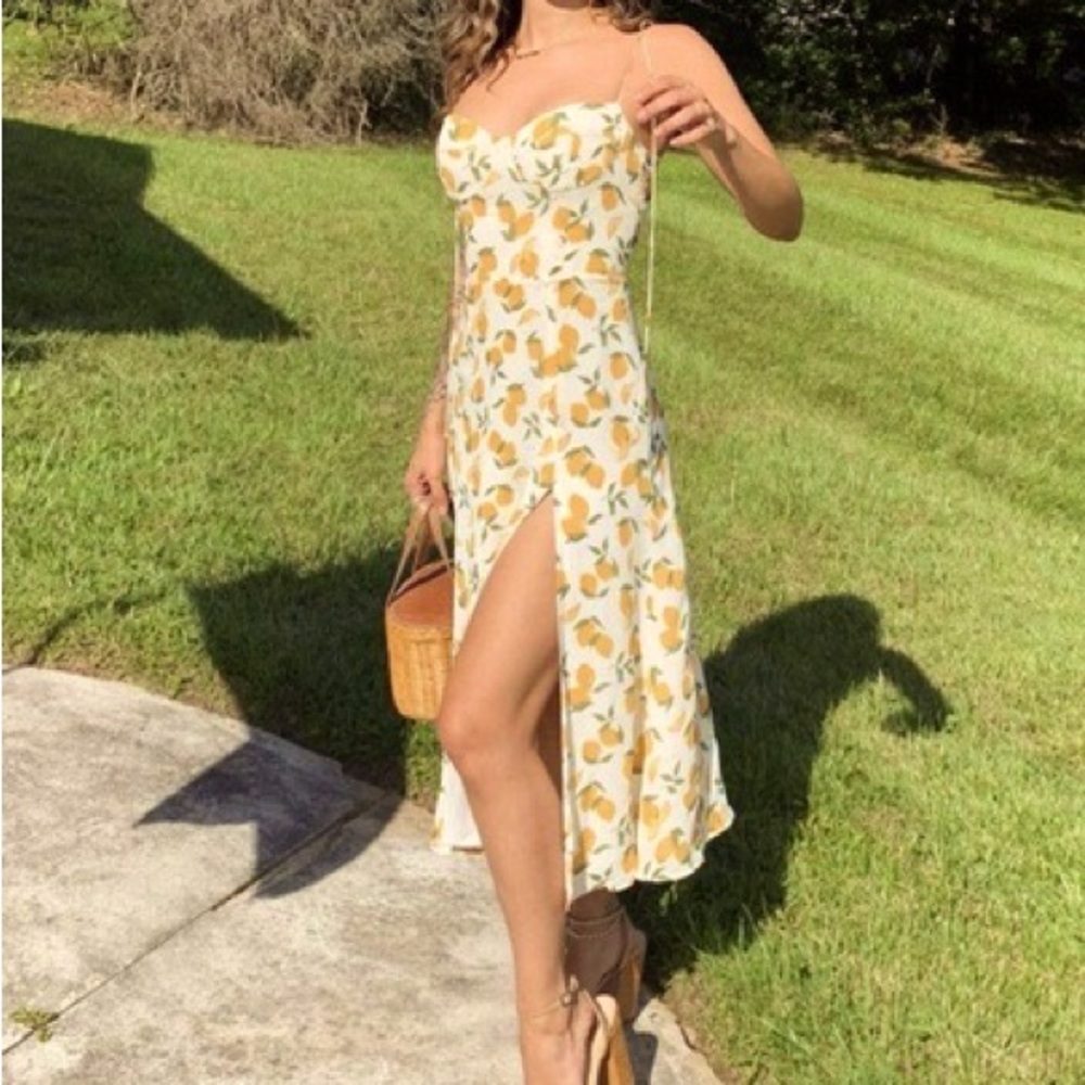 Reformation Yellow Floral Midi Dress